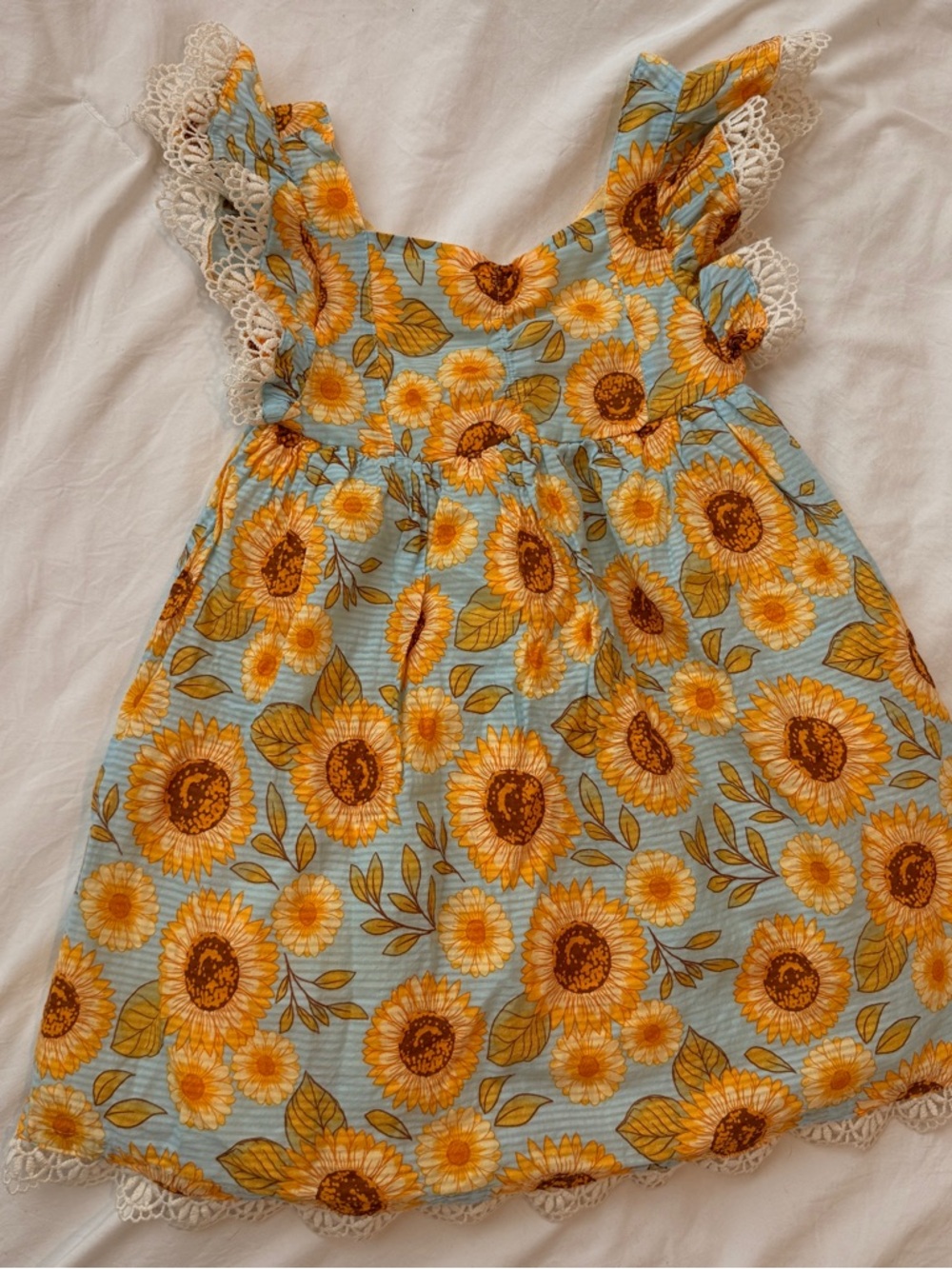Cynthia Rowley Sunflower Print Dress with Lace Trim